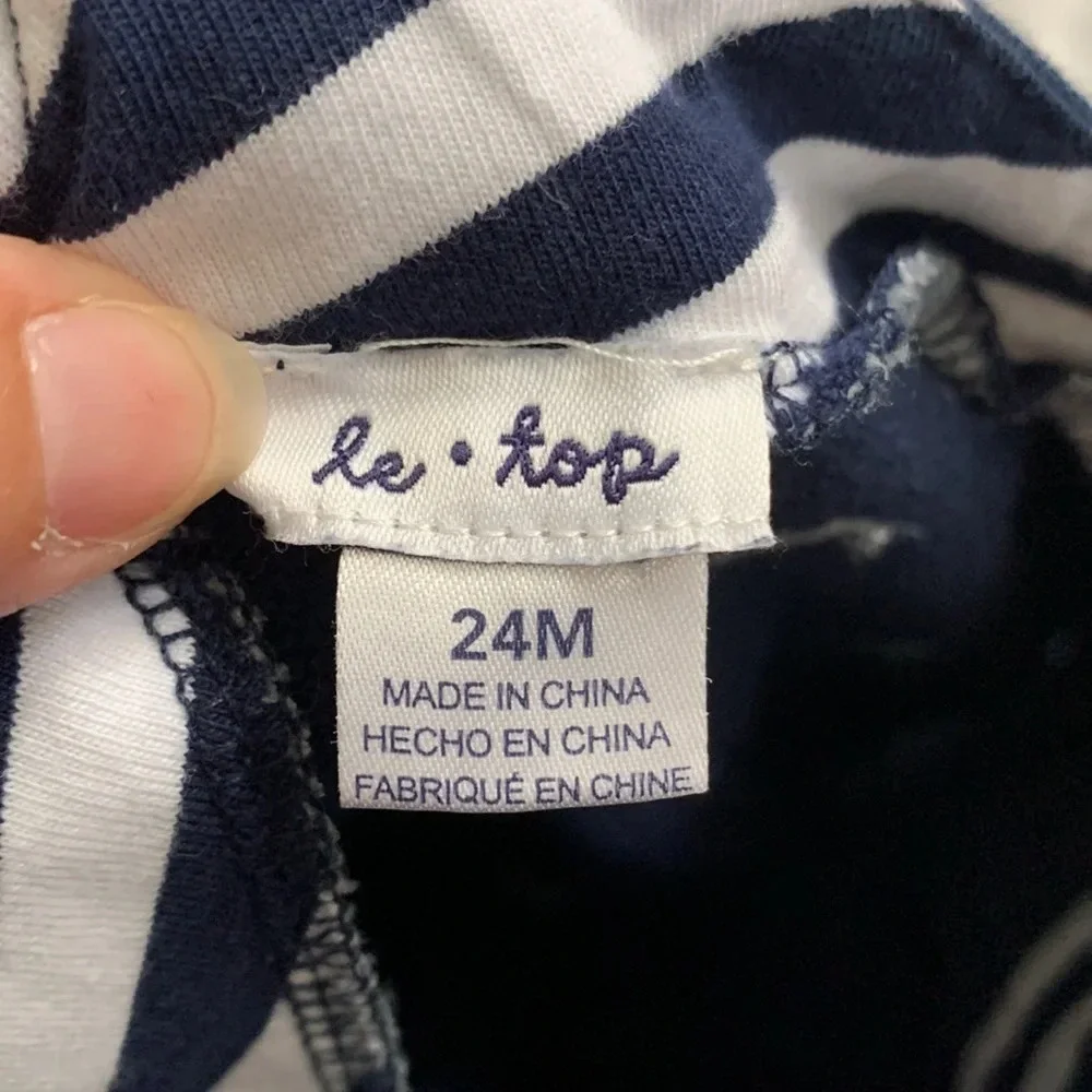 Le Top whale embroidered romper overalls cotton navy blue size 24 months